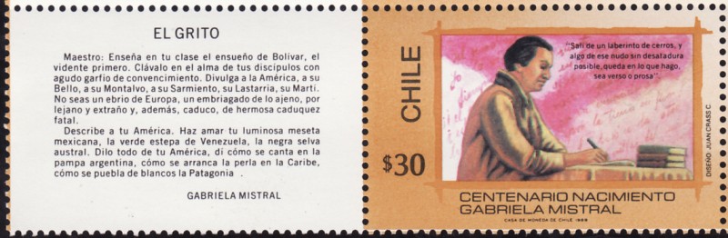Centenario nacimiento Gabriela Mistral