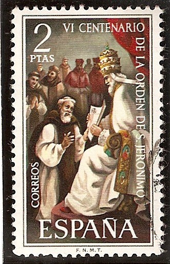 VI Centenario de la Orden de San Jerónimo - Gregorio XI entregando las reglas de la orden
