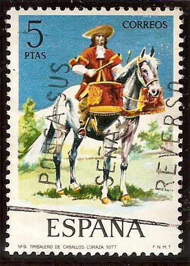 Uniformes Militares - Dragones a caballo, Timbalero. 1674
