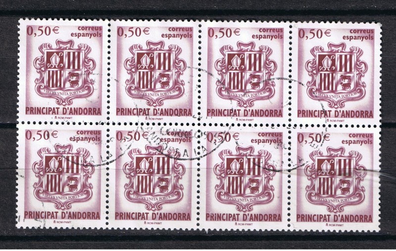 Andorra  Heráldica  bloque de 8 sellos