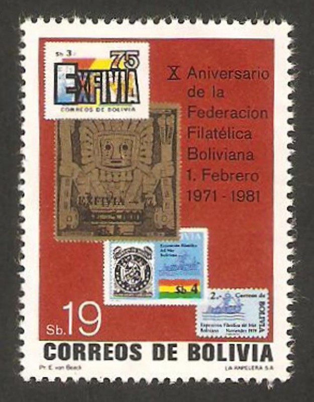 626 - X Anivº de la Federación Filatélica  Boliviana