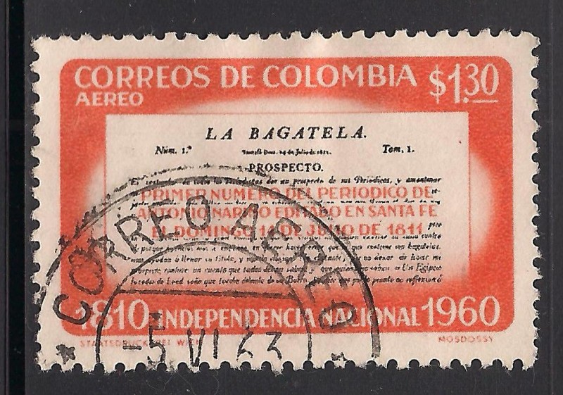 Página principal del periódico La Bagatela 1811.