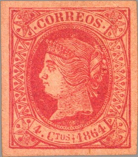 ESPAÑA 1864 64 Sello Nuevo Isabel II