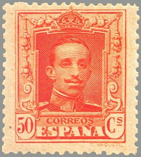 ESPAÑA 1922 320 Sello Nuevo Alfonso XIII 50c Tipo Vaquer nº control al dorso Espana Spain Espagne Sp