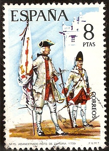 Uniformes militares - Abanderado del Regimiento de Zamora. 1739
