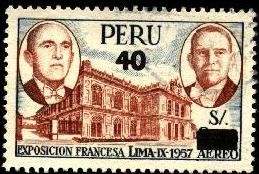 Presidentes Manuel Prado y Ugarteche - René Coty. Exposición productos franceses en LIma. Sobreimpre