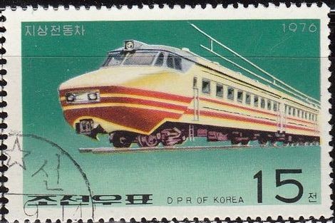 Corea Norte 1976 Scott 1528 Sello Tren Locomotora Electrica Matasello de favor Preobliterado Korea 