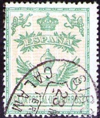 ESPAÑA 1918 Sello Caja Postal de Ahorros 5c Usado Espana Spain Espagne Spagna Spanje Spanien 