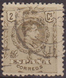 ESPAÑA 1909-22 267 Sello Alfonso XIII 2c Tipo Medallón sin numero de control al dorso Espana Spain E