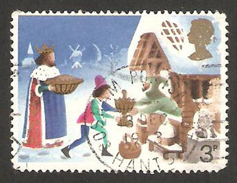 Navidad, ilustración de el buen rey wenceslao, el paje y el payaso