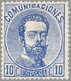 ESPAÑA 1872 121 Sello Nuevo Corona Real Cifras y Amadeo I 10cu Ultramar 