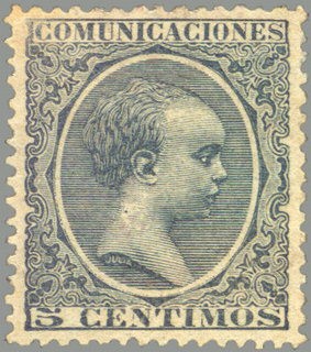 ESPAÑA 1889-99 216 Sello Nuevo Alfonso XIII Tipo Pelón 5c Verde 