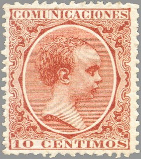 ESPAÑA 1889-99 217 Sello Nuevo Alfonso XIII Tipo Pelón 10c Castaño Amarillento 