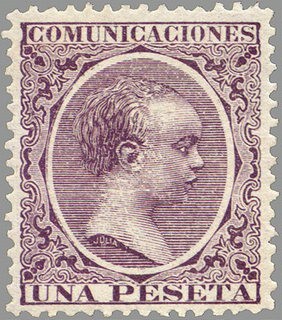 ESPAÑA 1889-99 226 Sello Nuevo Alfonso XIII Tipo Pelón 1p Violeta Negro 