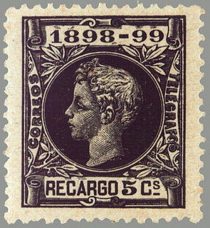 ESPAÑA 1898 240 Sello Nuevo Alfonso XIII Impuesto de Guerra 5c Negro 