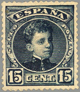ESPAÑA 1901-5 244 Sello Nuevo Alfonso XIII 15c Tipo Cadete Azul Negruzco Numero de control al dorso 