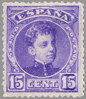 ESPAÑA 1901-5 246 Sello Nuevo Alfonso XIII 15c Tipo Cadete Violeta Numero de control al dorso 