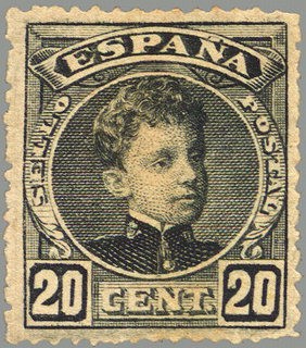 ESPAÑA 1901-5 247 Sello Nuevo Alfonso XIII 20c Tipo Cadete Negro Numero de control al dorso 