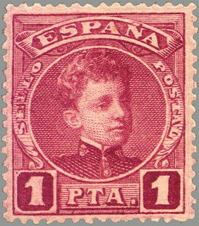 ESPAÑA 1901-5 253 Sello Nuevo Alfonso XIII 1p Tipo Cadete Carmin Numero de control al dorso 