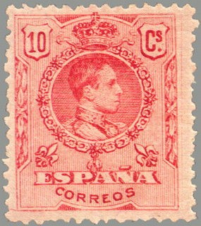 ESPAÑA 1909 269 Sello Nuevo Alfonso XIII Tipo Medallón 10c Rojo numero de control al dorso 