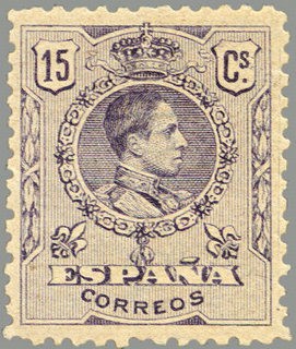 ESPAÑA 1909 270 Sello Nuevo Alfonso XIII Tipo Medallón 15c Violeta numero de control al dorso 