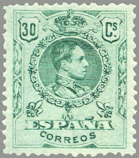 ESPAÑA 1909 275 Sello Nuevo Alfonso XIII Tipo Medallón 30c Verde numero de control al dorso 