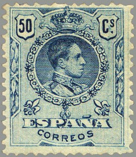 ESPAÑA 1909 277 Sello Nuevo Alfonso XIII Tipo Medallón 50c Azul numero de control al dorso 