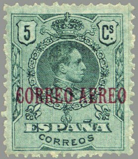 ESPAÑA 1909 292 Sello Nuevo Alfonso XIII Tipo Medallón 5c Verde Habilitados Correo Aereo 
