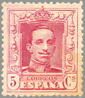 ESPAÑA 1922 312 Sello Nuevo Alfonso XIII Tipo Vaquer 5c Carmin nº control al dorso 