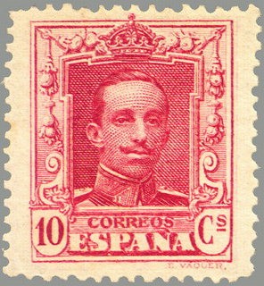 ESPAÑA 1922 313 Sello Nuevo Alfonso XIII Tipo Vaquer 10c Carmin nº control al dorso 