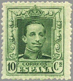 ESPAÑA 1922 314 Sello Nuevo Alfonso XIII Tipo Vaquer 10c Verde nº control al dorso Espana Spain Espa
