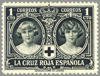 ESPAÑA 1926 325 Sello Nuevo Pro Cruz Roja Española 1c Negro Infantas Cristina y Beatriz 