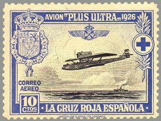 ESPAÑA 1926 340 Sello Nuevo Pro Cruz Roja Española Avión Plus Ultra Travesia Palos Buenos Aires 10c 