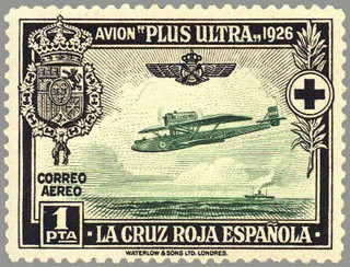 ESPAÑA 1926 347 Sello Nuevo Pro Cruz Roja Española Avión Plus Ultra Travesia Palos Buenos Aires 1p N