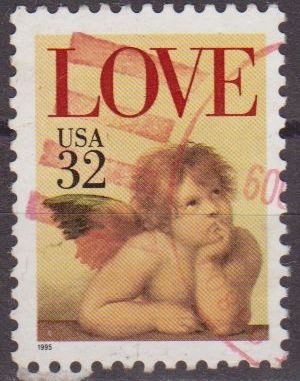 USA 1995 Scott 2957 Sello º Love Pintura Angel de la Capilla Sixtina de Raphael usado Estados Unidos