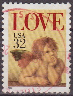 USA 1995 Scott 2957 Sello º Love Pintura Angel de la Capilla Sixtina de Raphael usado Estados Unidos