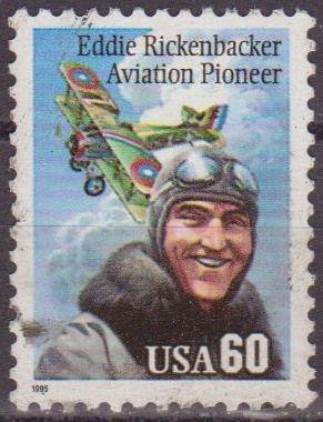 USA 1995 Scott 2998 Sello Aviador Eddie Rickenbacker (1890-1973) Avion usado Estados Unidos Etats Un