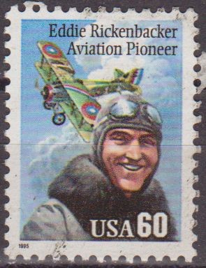 USA 1995 Scott 2998 Sello Aviador Eddie Rickenbacker (1890-1973) Avion usado Estados Unidos Etats Un