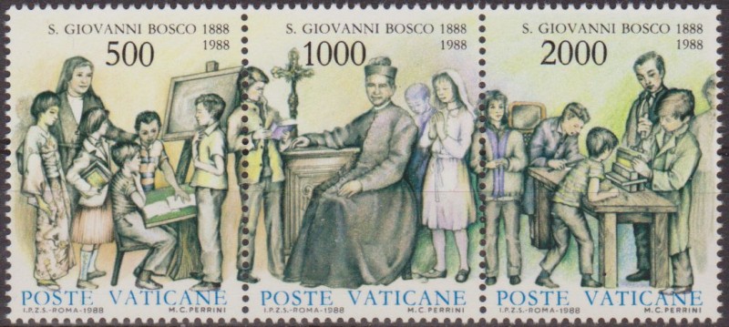 VATICANO 1988 806/8 Sellos Nuevo San Juan Bosco Educador MNH Niños y Hermana del Instituto de las Hi