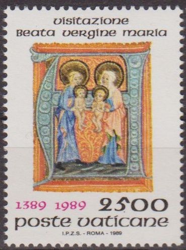 VATICANO 1989 828 Sello Nuevo Fiesta de la Visitacion MNH La Anunciacion y Maria Elizabeth y los niñ