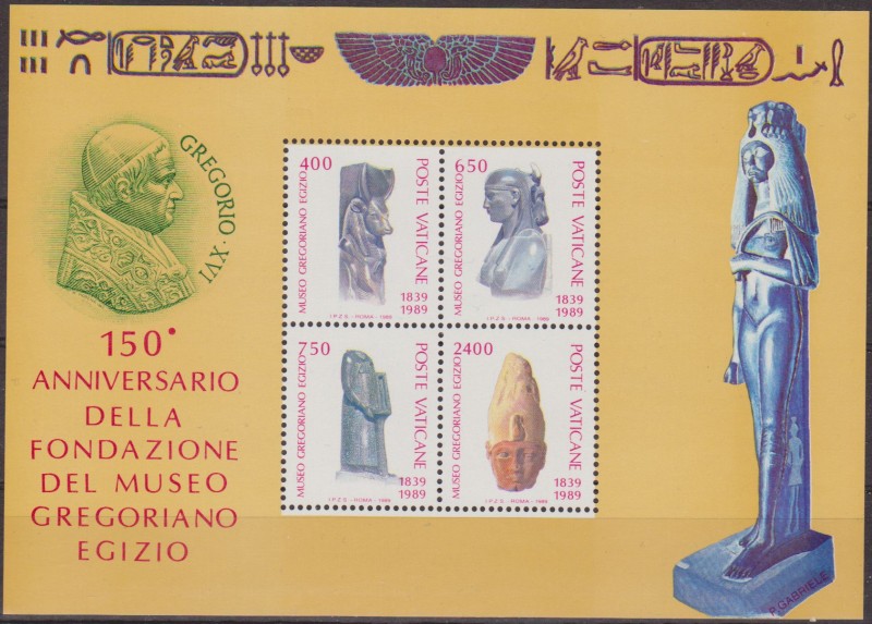 VATICANO 1989 829/32 Sellos Nuevos 150 Aniversario del Museo Gregoriano Egipcio MNH Apis, Isis y Api