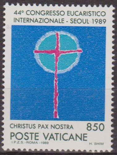 VATICANO 1989 839 Sello Nuevo 44º Congreso Eucaristico de Seul MNH Simbolos de la Eucaristia 