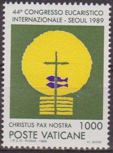 VATICANO 1989 840 Sello Nuevo 44º Congreso Eucaristico de Seul MNH Simbolos de la Eucaristia 