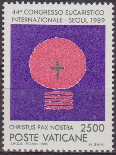 VATICANO 1989 840 Sello Nuevo 44º Congreso Eucaristico de Seul MNH Simbolos de la Eucaristia 