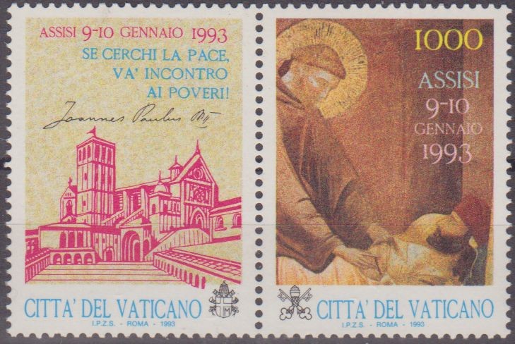 VATICANO 1993 916 Sellos Nuevos La Curación del Hombre de Llera Francisco de Assisi de Giotto di Bon