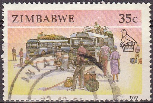 ZIMBABWE 1990 Scott 627 Sello Medios de Transporte Buses usado 