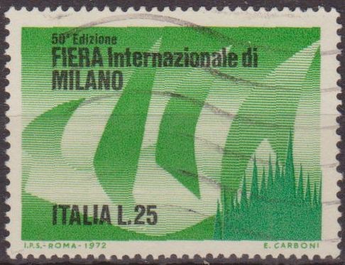 Italia 1972 Scott 1062 Sello º Feria de Milan 25L 