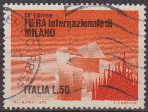 Italia 1972 Scott 1063 Sello º Feria de Milan 50L