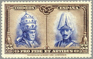 ESPAÑA 1928 411 Sello Nuevo Pro Catacumbas de San Dámaso en Roma Serie Toledo Pio XI y Alfonso XIII