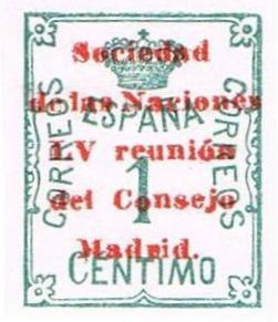ESPAÑA 1929 455 Sello Nuevo Sociedad Naciones LV Reunión Consejo en Madrid Alfonso XIII Sobrecargado